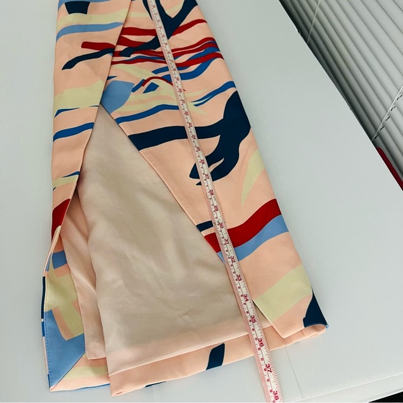 C/MEO Cameo Pencil Skirt Pink Multi Geometric Slit Maxi Long High Waist Size L - Picture 14 of 14